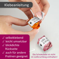 60er Aufkleber-Set Schön, dass du da bist - Gastgeschenk passend für Küsschen Pralinen I Herz I Rechteckig I dv_1354