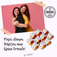 60er Aufkleber-Set Schön, dass du da bist - Gastgeschenk passend für Küsschen Pralinen I Herz I Rechteckig I dv_1354
