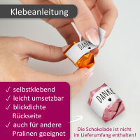 60er Aufkleber-Set Danke - passend für Küsschen Pralinen I Gastgeschenk I Rechteckig I Herz I dv_1355