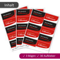30er Aufkleber-Set Herzlich Willkommen I Gastgeschenk passend für Duplo Riegel I Rechteckig I dv_1365