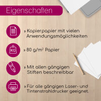1000 Blatt blanko 80 g/m² Papier in weiß I Kopierpapier I DIN A5 I dv_1419