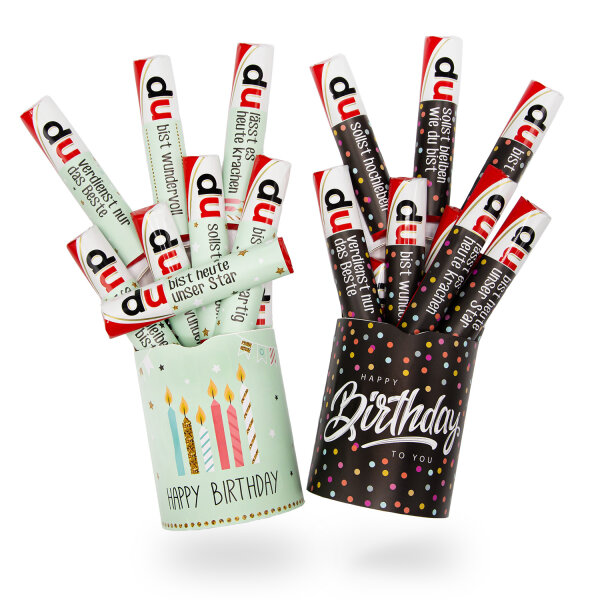 Aufkleber-Set Happy Birthday Konfetti und Happy Birthday Mint passend für zwei Duplo Pralinen Packungen I dv_1366