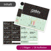 Aufkleber-Set Happy Birthday Konfetti und Happy Birthday Mint passend für zwei Duplo Pralinen Packungen I dv_1366