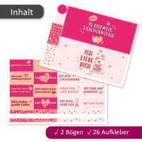 Aufkleber-Set Lieblingsmensch und Ich liebe dich passend für zwei Duplo Pralinen Packungen I rosa pink I dv_1367