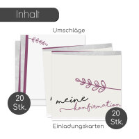 younikat Konfirmation Einladungskarten I 20 Karten mit Umschlägen I Konfirmation Einladungen zum Ausfüllen I Rot Rosa Mädchen I dv128