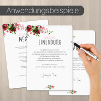 Briefpapier Set Rose Motiv I 50 Blatt 90 g/m²  DIN A4 I abgerundete Ecken stilvolles Schreibpapier vielseitig verwendbar I Geburtstag Urkunde Speisekarte I dv_1518