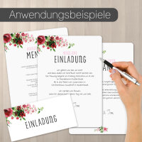 Briefpapier Set Rose Motiv mit Umschlägen I 50 Blatt 90 g/m²  DIN A4 I abgerundete Ecken stilvolles Schreibpapier vielseitig verwendbar I Geburtstag Urkunde Speisekarte I dv_1519