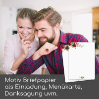 Briefpapier Set Rose Motiv mit Umschlägen I 50 Blatt 90 g/m²  DIN A4 I abgerundete Ecken stilvolles Schreibpapier vielseitig verwendbar I Geburtstag Urkunde Speisekarte I dv_1519