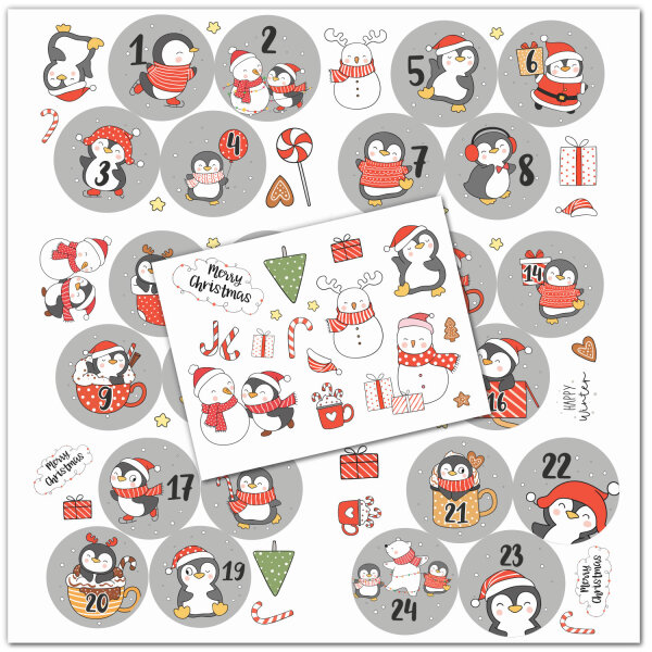 Pinguin - Aufkleber Set
