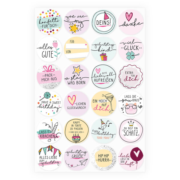 Aufkleber Geburtstag Bunt