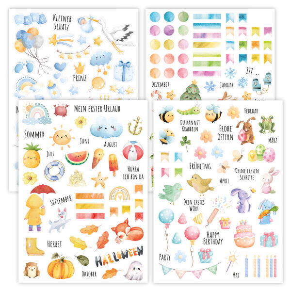 Aquarell Jahreszeiten Blau