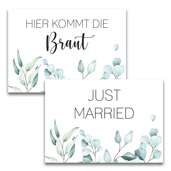 2er Set Schilder Hochzeit Eukalyptus DIN A3