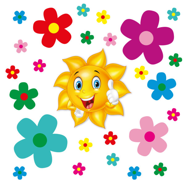 Blumen bunt mit Sonne